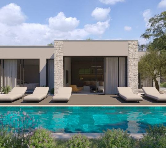 Štokovci, Строящаяся вилла, бассейн 11м2, современная постройка