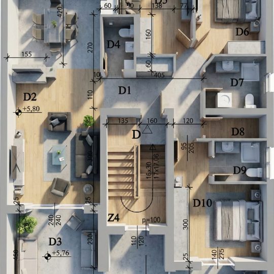 Stan 110 m² u Štinjanu – 3 spavaće sobe, 2 terase, 800 m do mora – ROH BAU